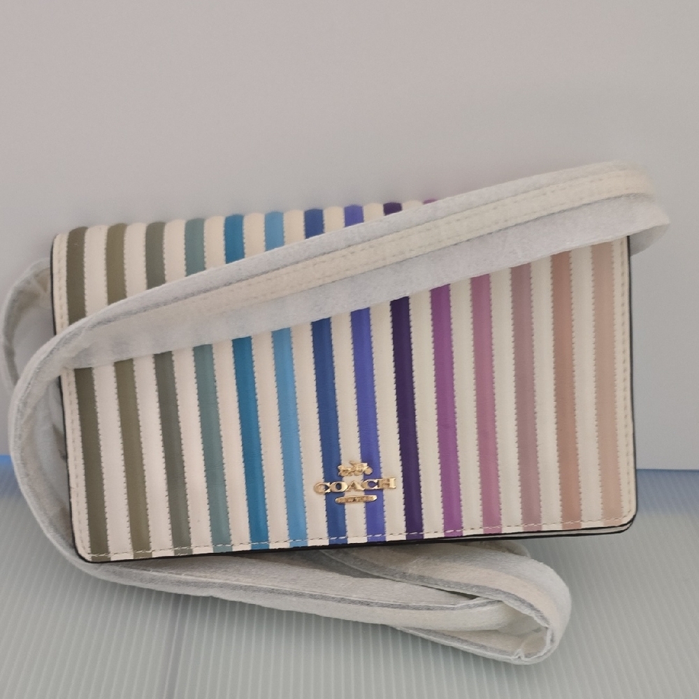Coach Striped Crossbody Bag in Pastel Hues